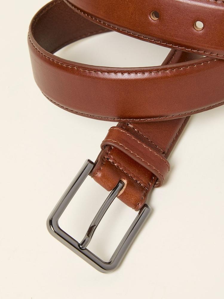 Fat Face Dark Tan Smart Leather Belt