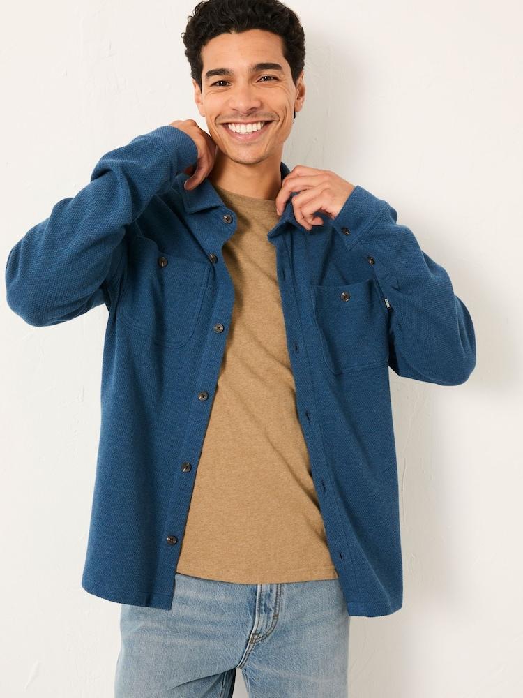 Fat Face Dark Teal Blue Waffle Shirt