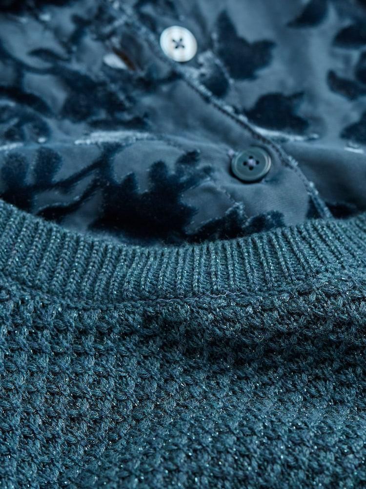 fat face Dark Teal Hadley 2 in 1 Devore Jumper