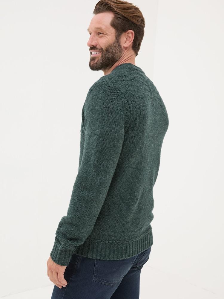 Fat Face Dark Teal Snowflake Knitted Jumper