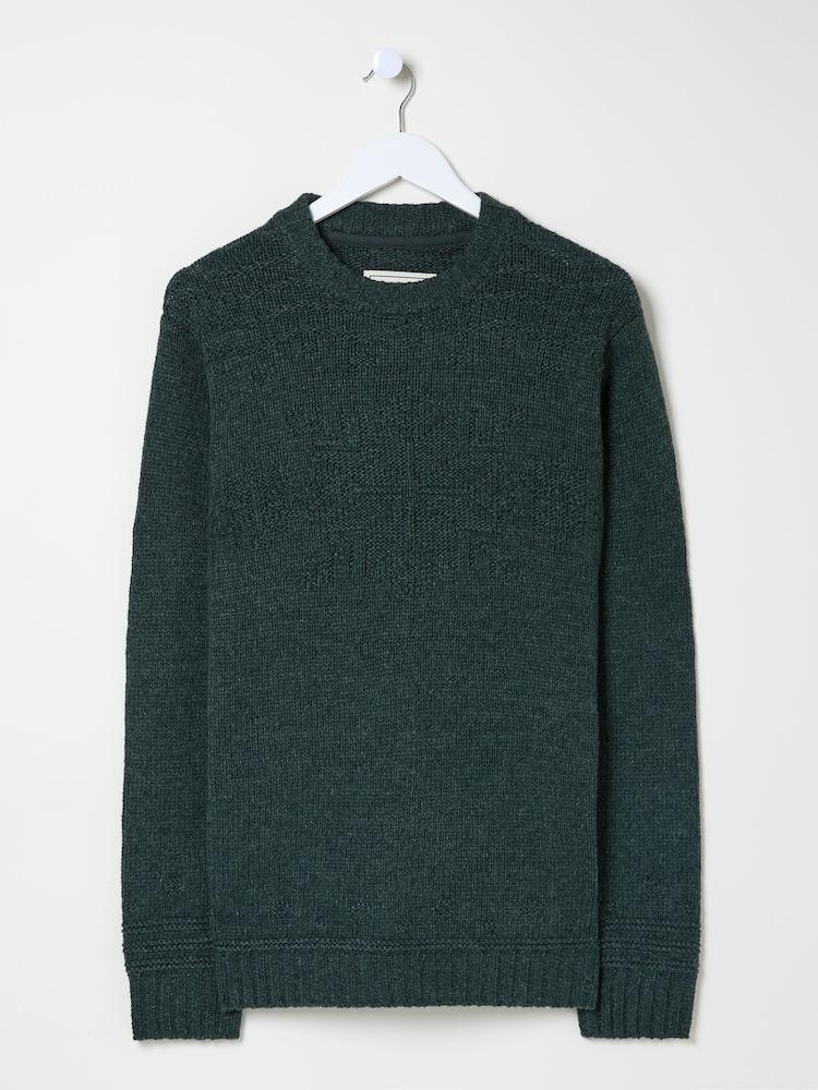 fat face Dark Teal Snowflake Knitted Jumper