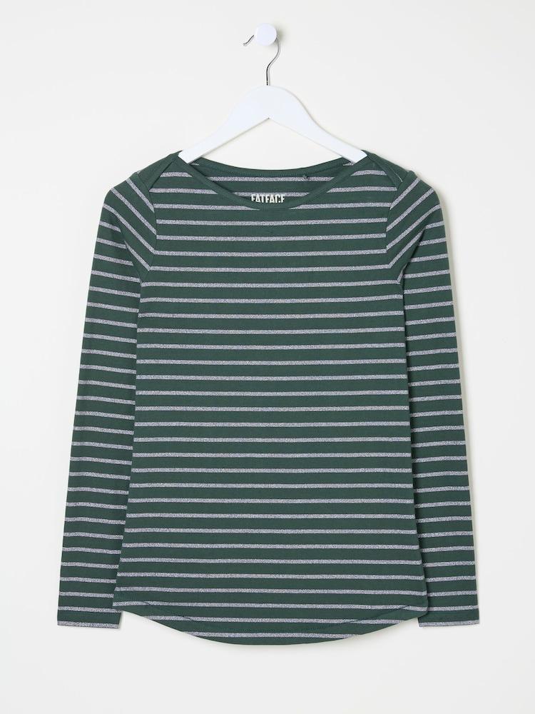 fat face Dark Teal Sparkle Breton T-Shirt