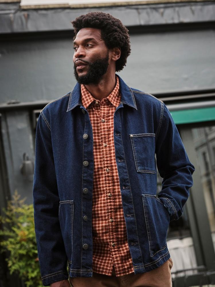 Fat Face Dark Vintage Blue Denim Worker Jacket