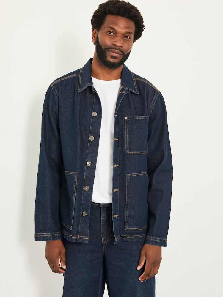 Fat Face Dark Vintage Blue Denim Worker Jacket