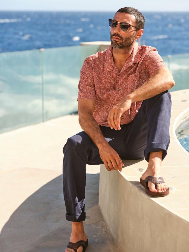 Fat Face Dempsey Red Leaf Print Shirt