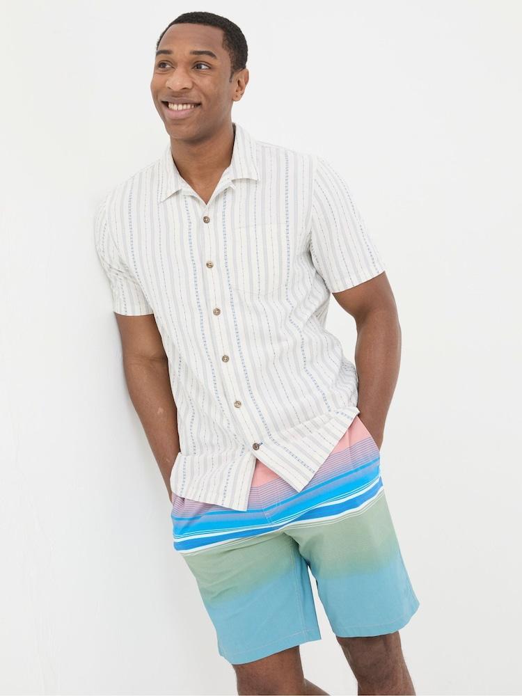 Fat Face Denford Natural Dobby Stripe Shirt