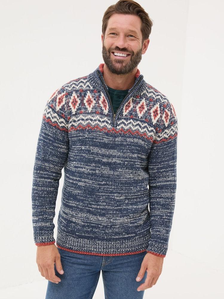 Fat Face Denim Vintage Rothbury Half Neck Jumper