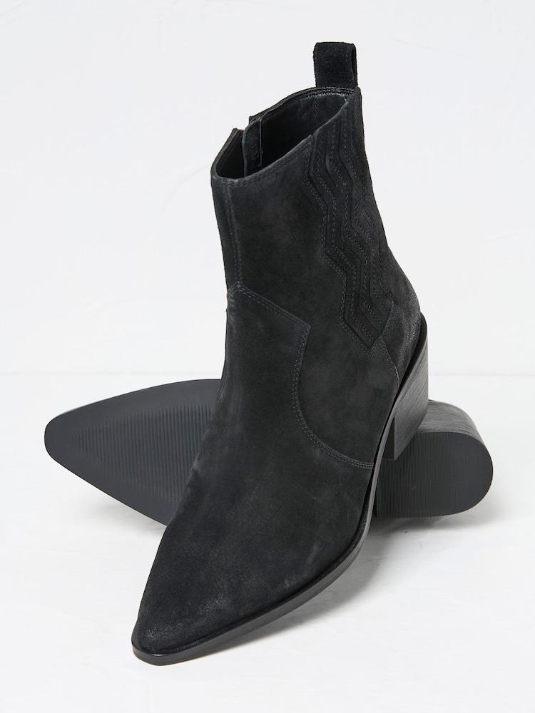 Fat Face Drea Black Western Boots