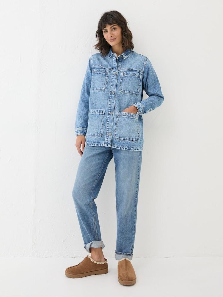 Fat Face Drew Blue Denim Overshirt
