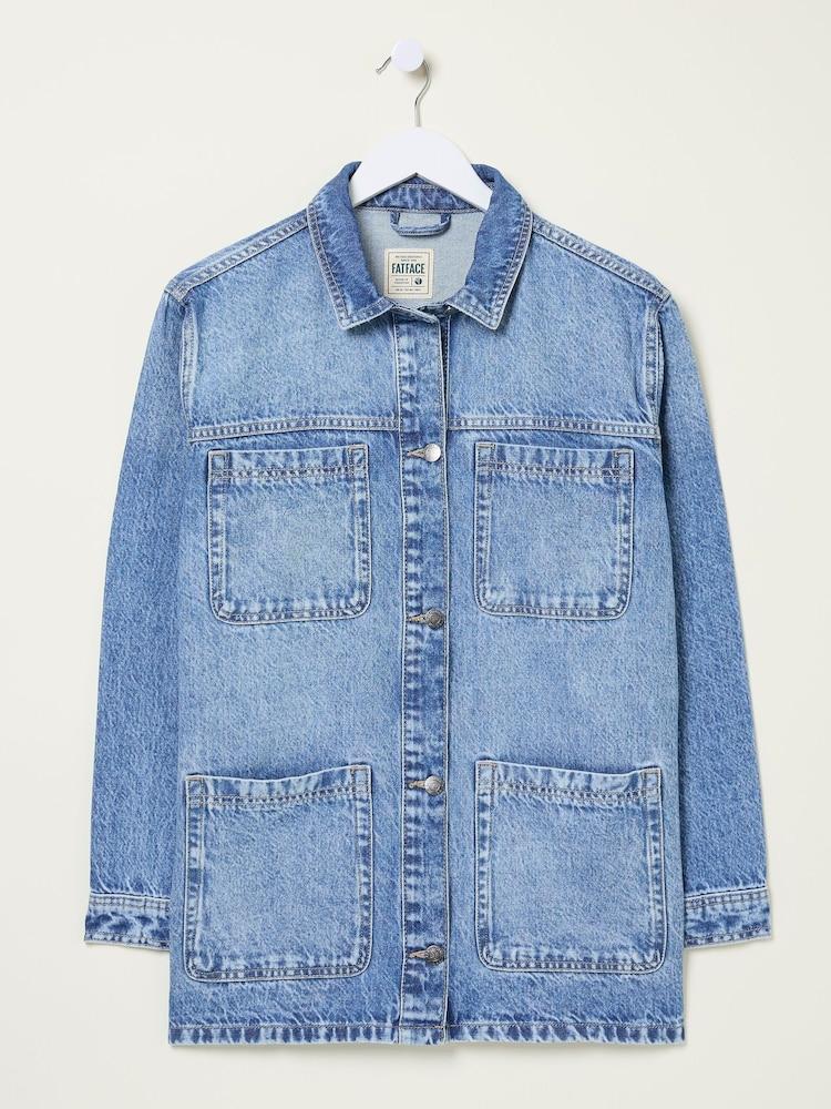 fat face Drew Blue Denim Overshirt