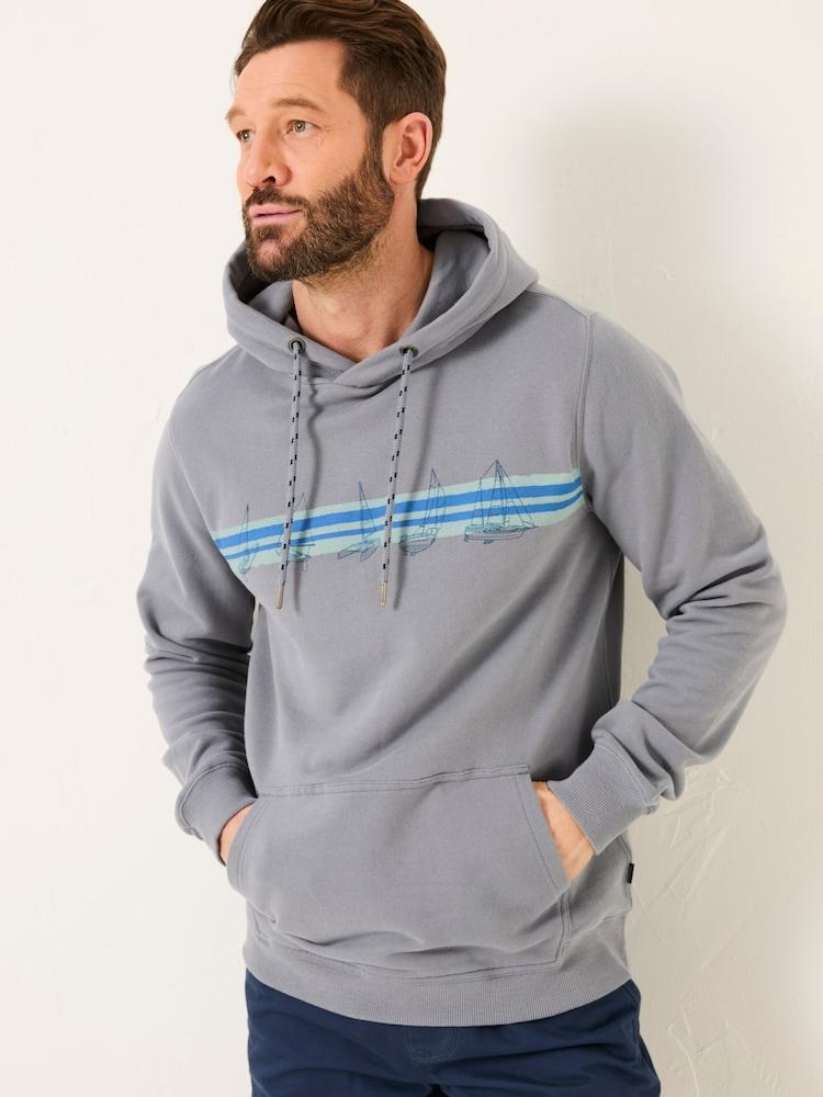 Fat Face Dusky Blue Boat Graphic Overhead Hoody
