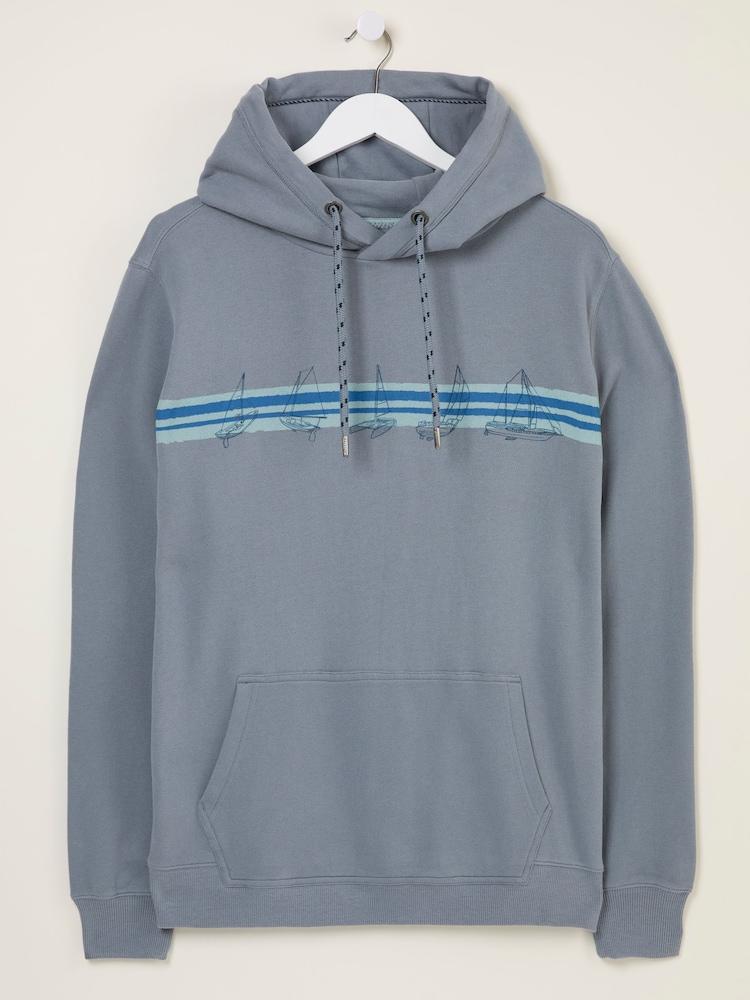 fat face Dusky Blue Boat Graphic Overhead Hoody