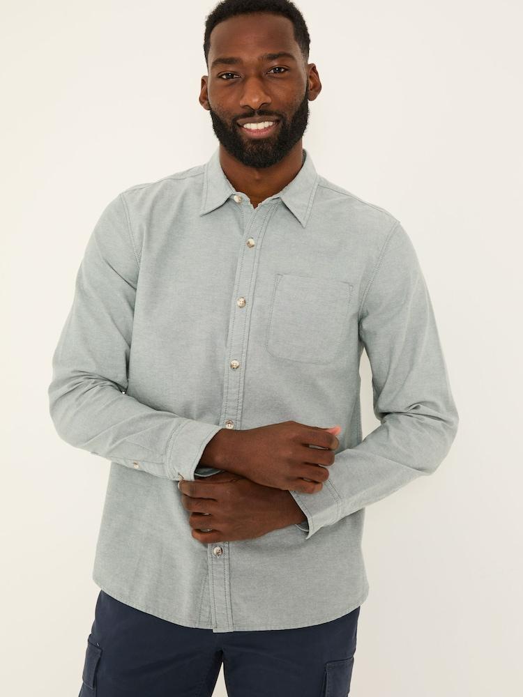 Fat Face Dusky Green Long Sleeve Oxford Shirt