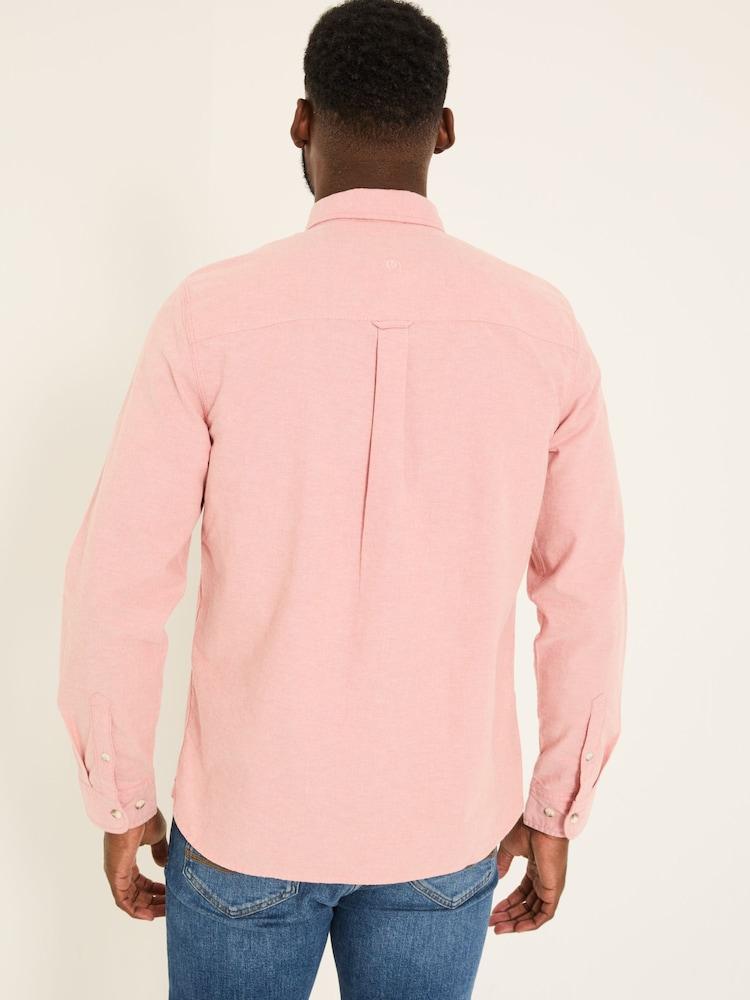 Fat Face Dusky Pink Long Sleeve Oxford Shirt