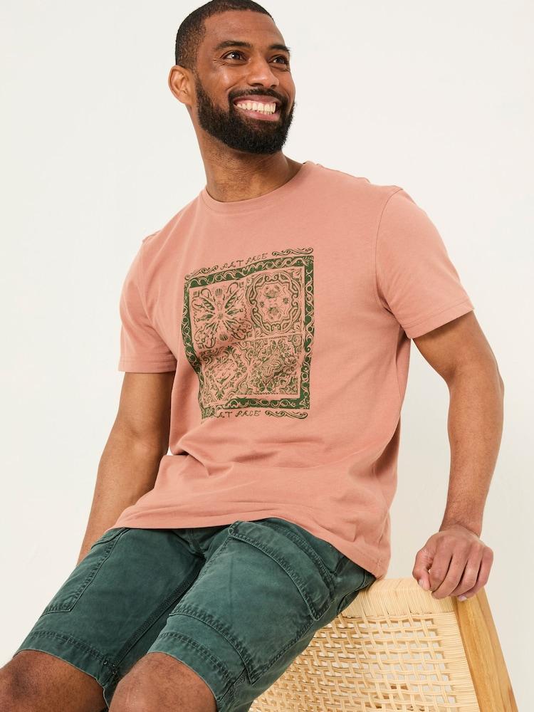 Fat Face Dusky Pink Tile Print Tshirt