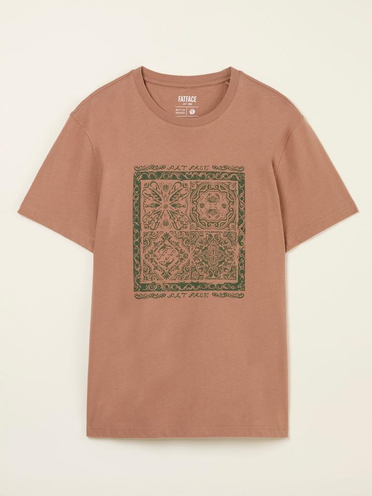 fat face Dusky Pink Tile Print Tshirt