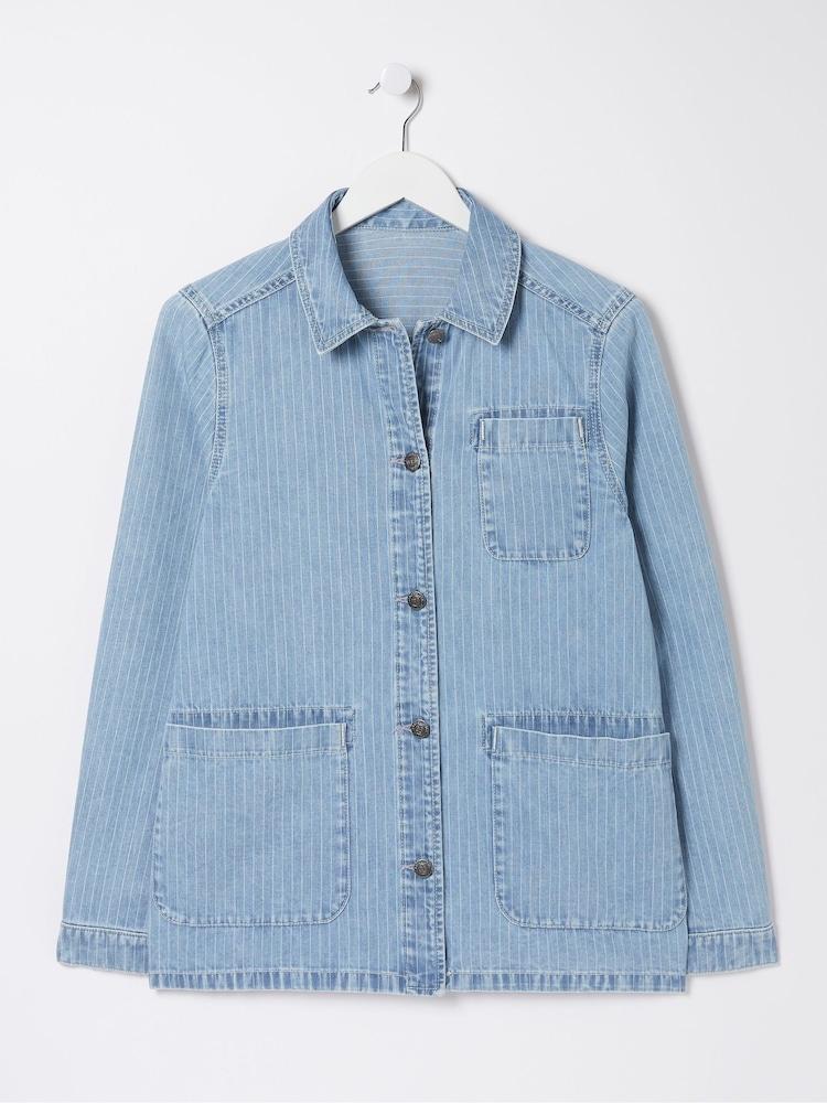fat face Eden Blue Stripe Denim Worker Jacket