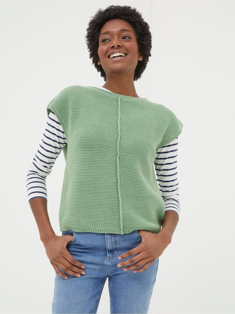 Fat Face Eden Green Knitted Crew Jumper