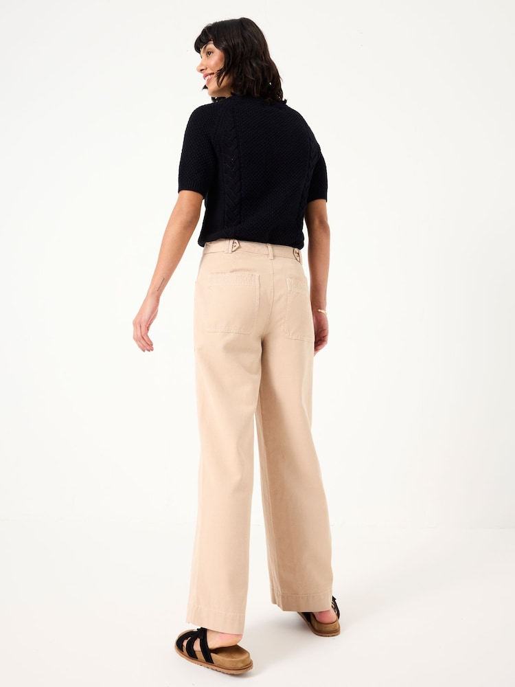 Fat Face Eden Pale Pink Wide Leg Trousers