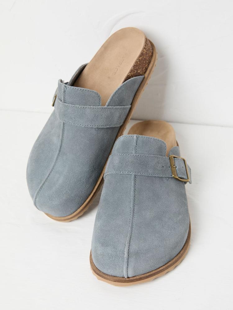 Fat Face Elda Blue Suede Clogs