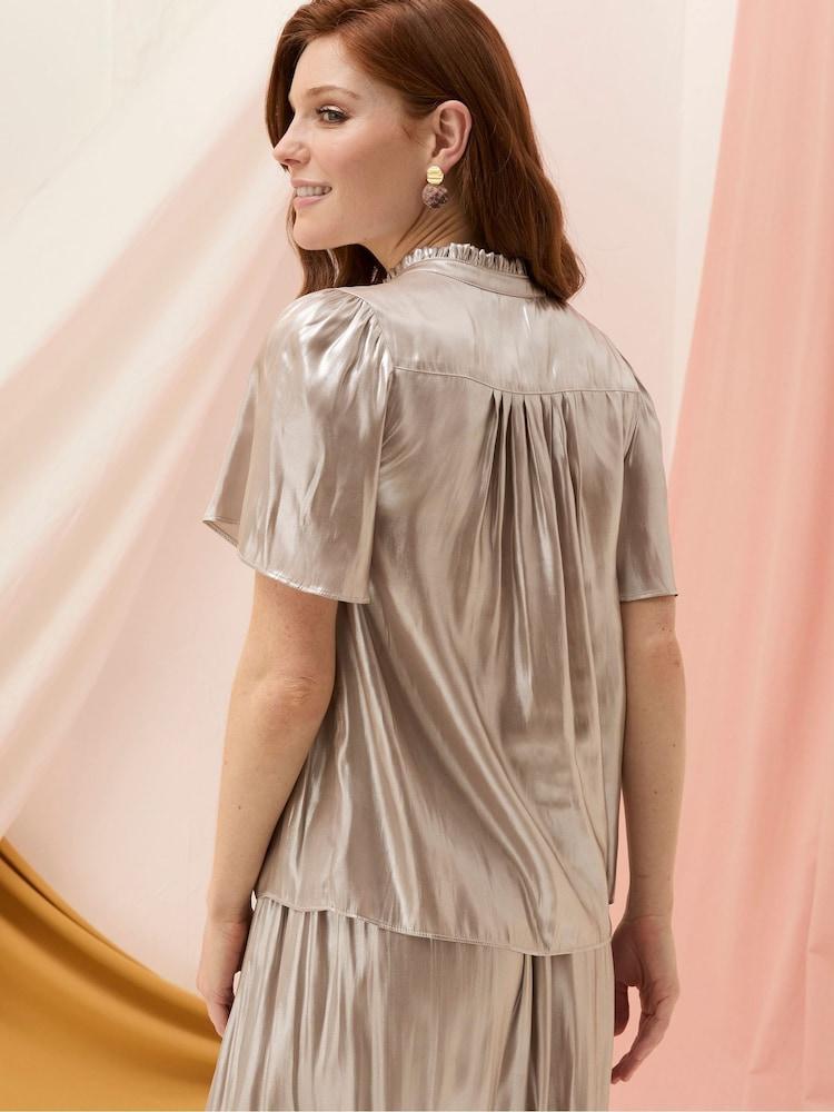Fat Face Elda Silver Metallic Blouse