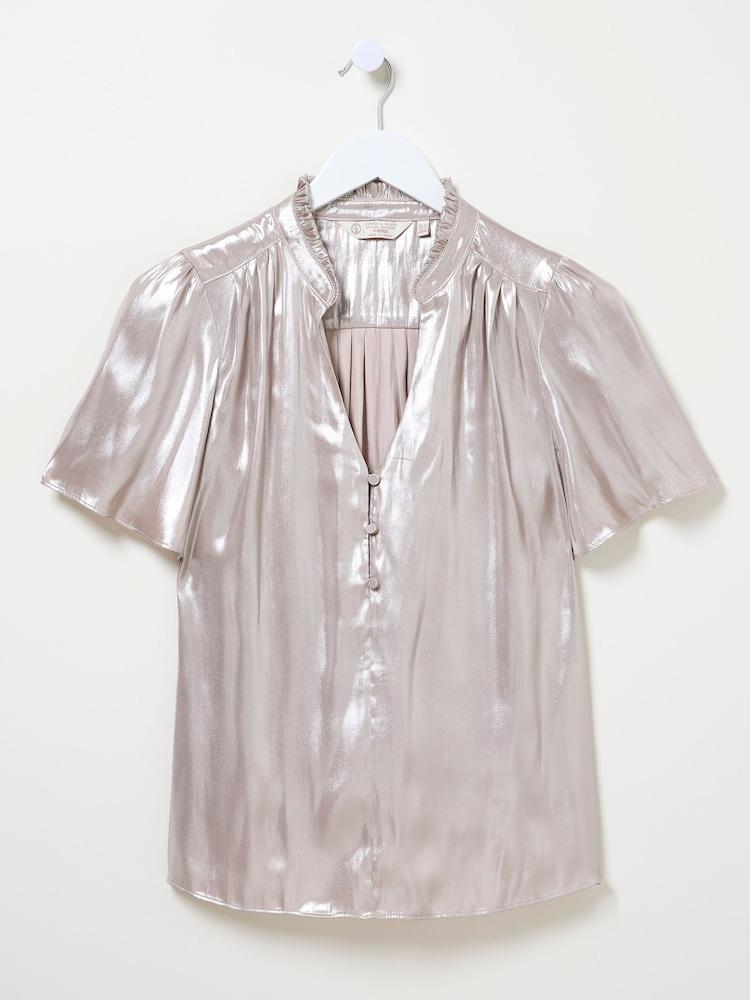 fat face Elda Silver Metallic Blouse