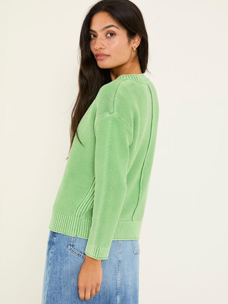 Fat Face Elia Mint Green Laundered Knitted Jumper