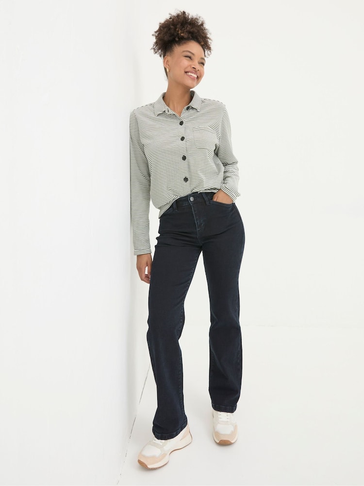 Fat Face Elise Dark Blue Wide Leg Jeans