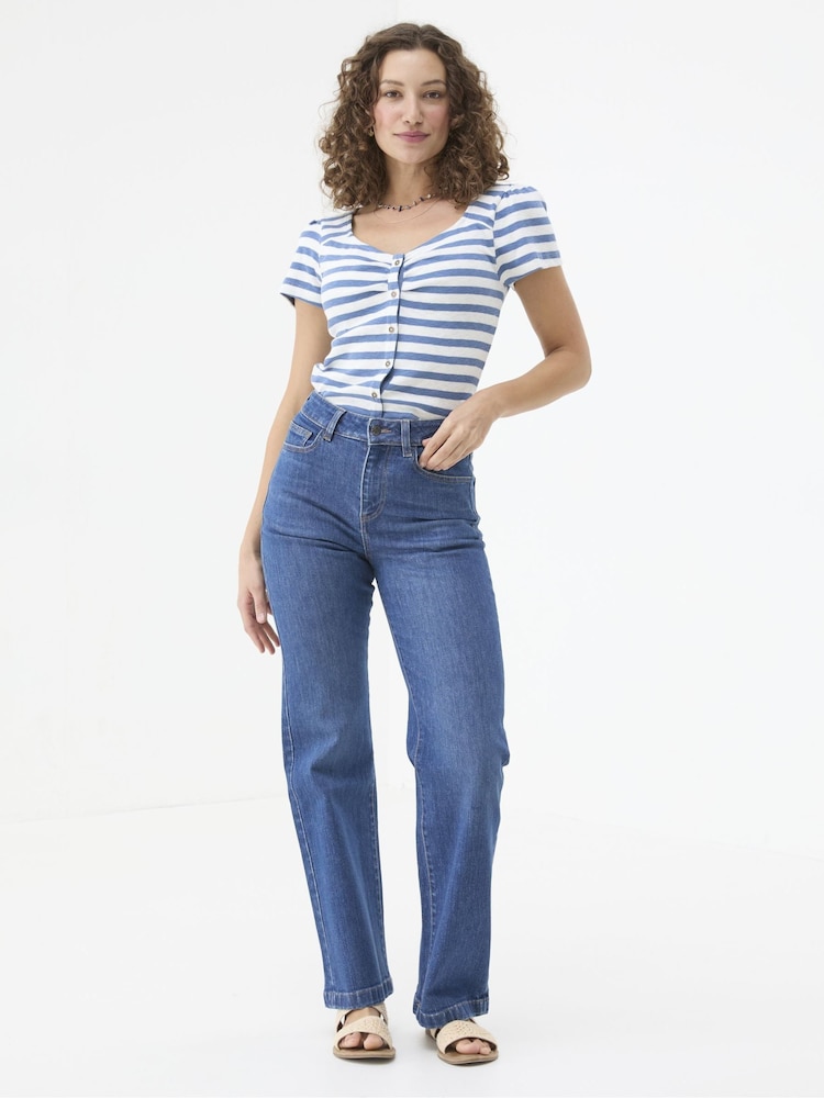 Fat Face Elise Indigo Blue Wide Leg Jeans