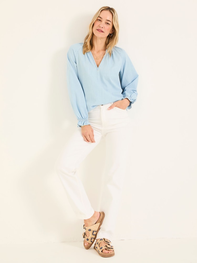 Fat Face Elise Ivory Wide Leg Jeans