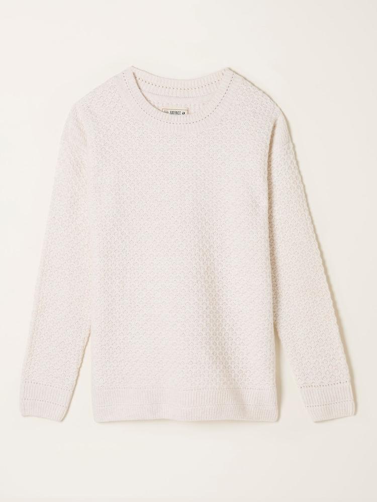 Fat Face Ella Chalk White Textured Knitted Jumper