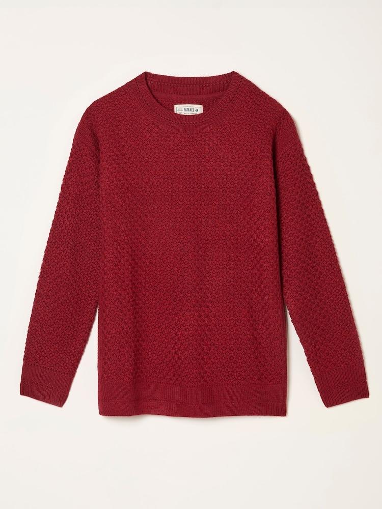 fat face Ella Cherry Red Textured Knitted Jumper