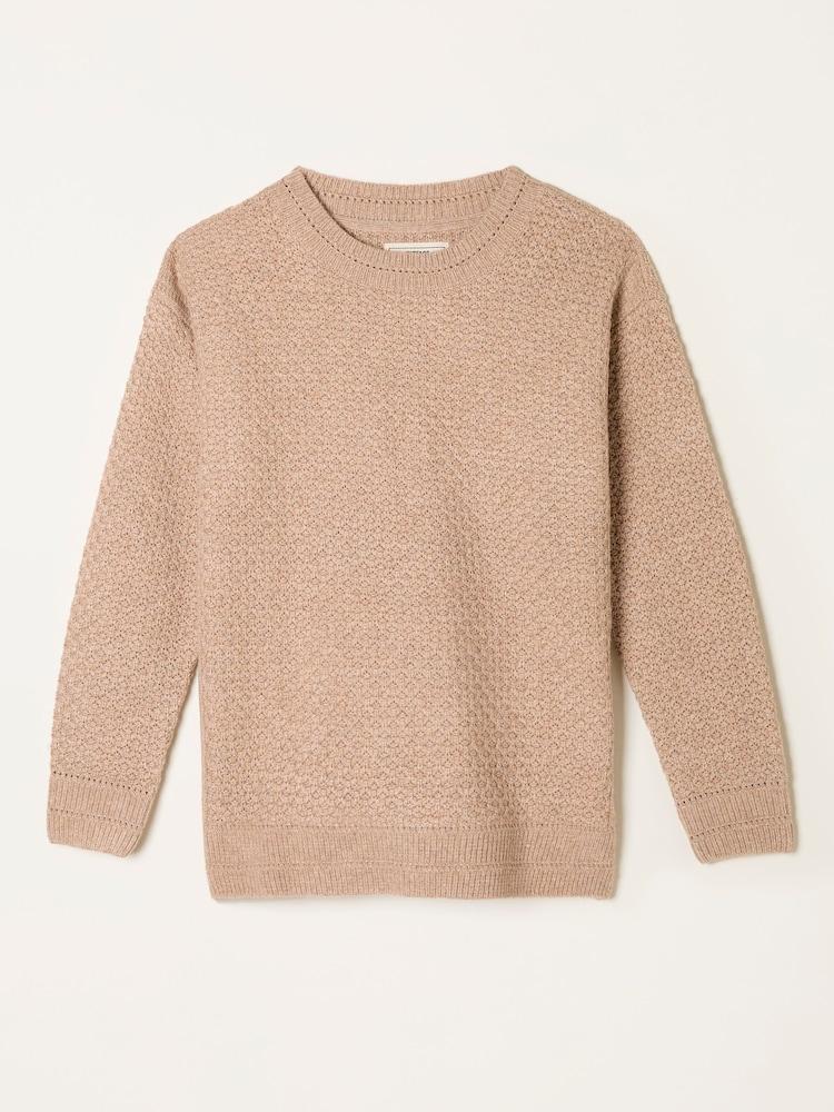 fat face Ella Dark Natural Textured Knitted Jumper