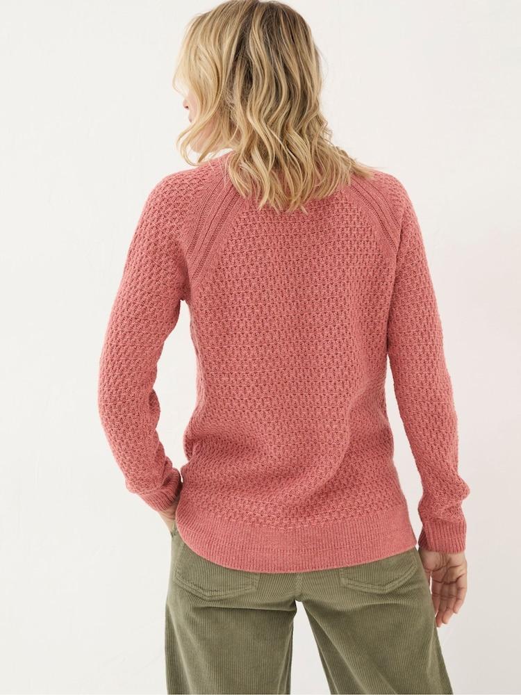 Fat Face Ella Dusky Orange Textured Jumper
