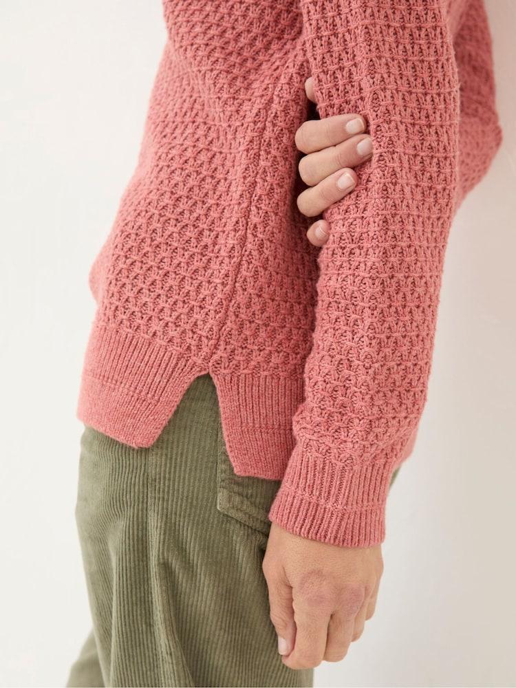fat face Ella Dusky Orange Textured Jumper