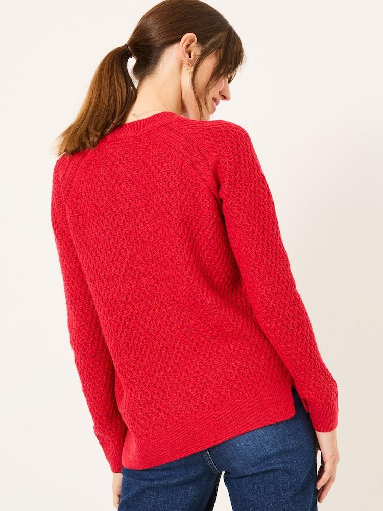 Fat Face Ella Red Textured Jumper