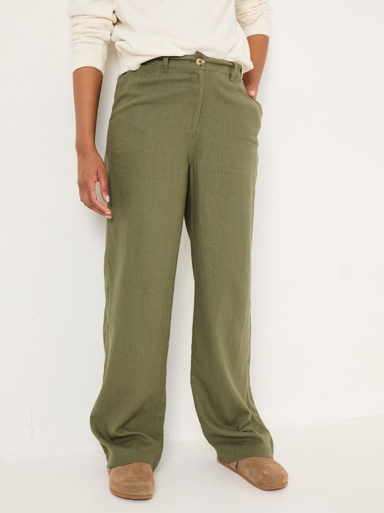 Fat Face Ellie Khaki Green Straight Leg Trousers