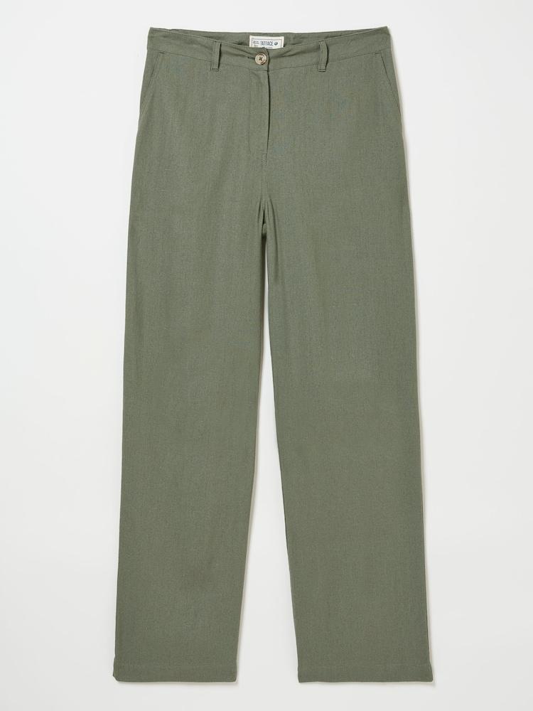 fat face Ellie Khaki Green Straight Leg Trousers