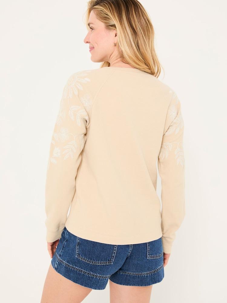 Fat Face Ellie Natural Embroidered Crew Sweatshirt