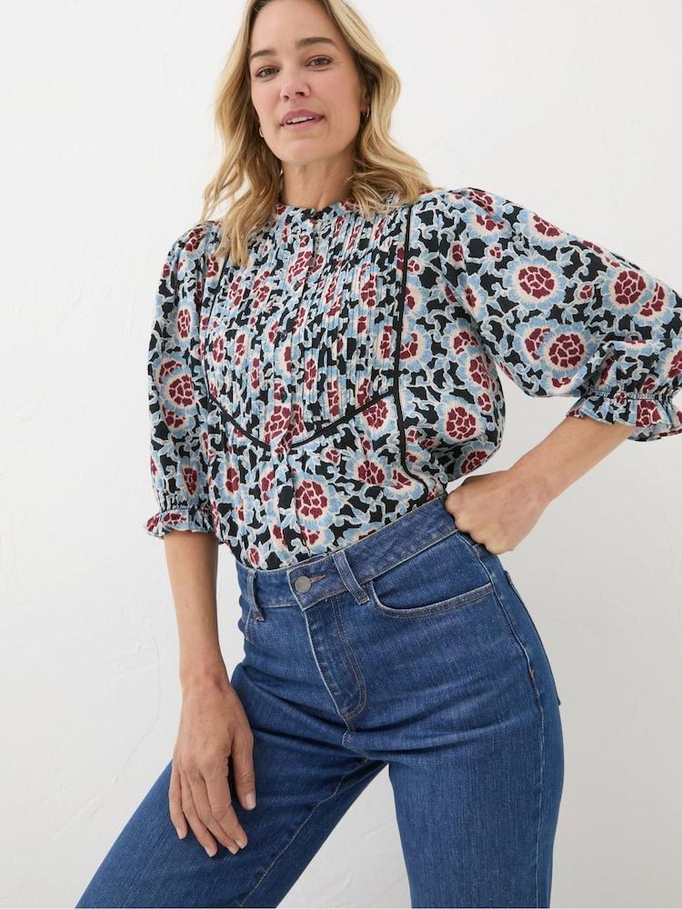 Fat Face Elody Black Wild Floral Blouse