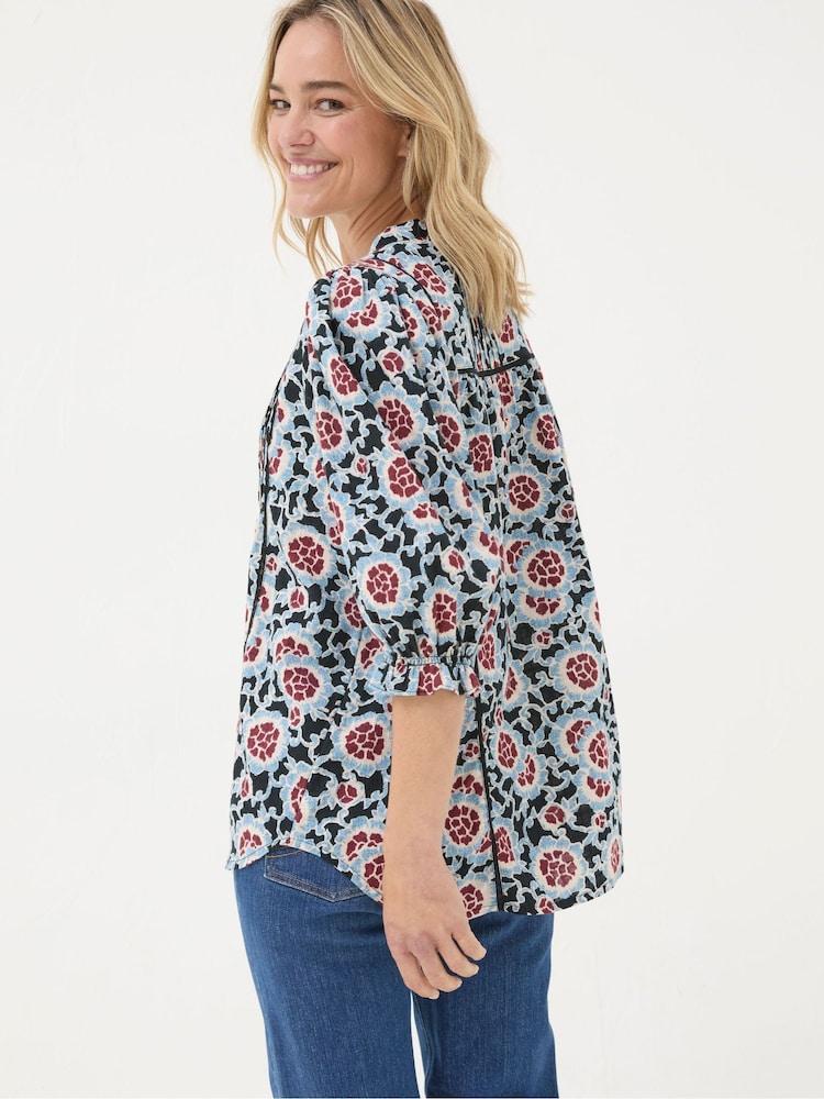 Fat Face Elody Black Wild Floral Blouse