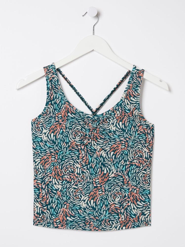 fat face Elowen Green Print Crop Top
