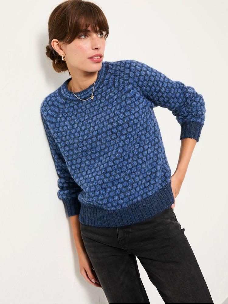 Fat Face Elsie Navy Pattern Knitted Jumper