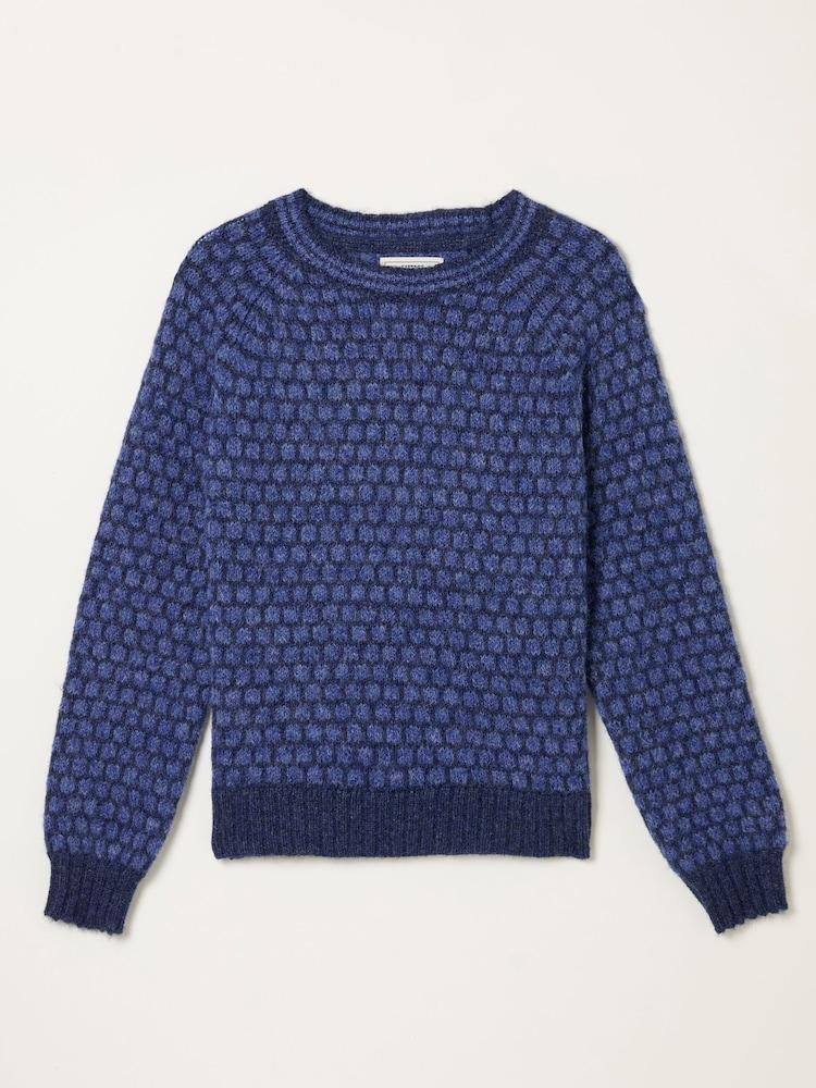 fat face Elsie Navy Pattern Knitted Jumper