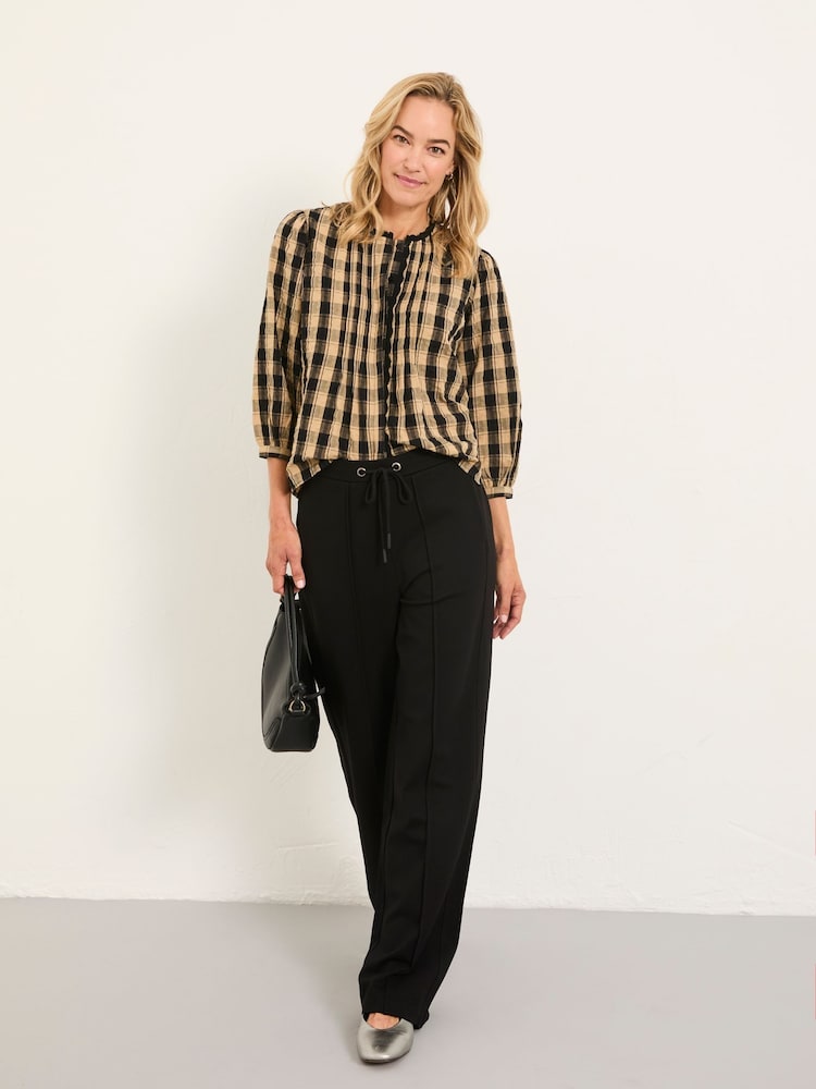 Fat Face Ely Black Ponte Wide Leg Trouser
