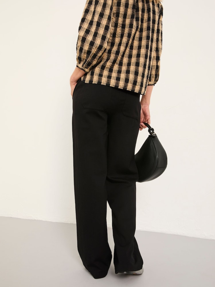 Fat Face Ely Black Ponte Wide Leg Trouser