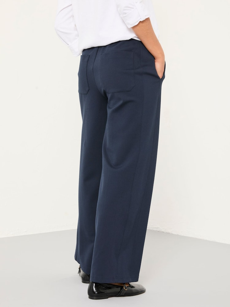 Fat Face Ely Navy Ponte Wide Leg Trouser