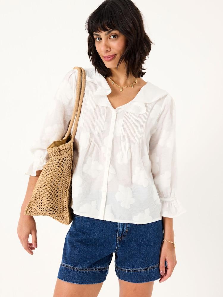Fat Face Emery White Jacquard Blouse