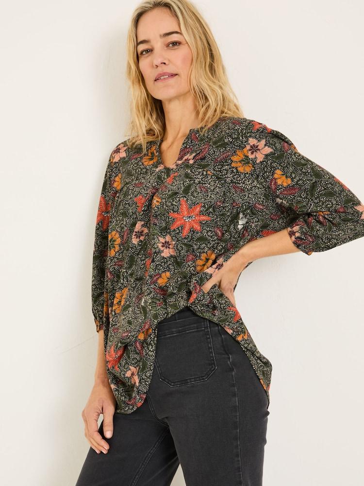 Fat Face Enya Black Detail Floral Tunic