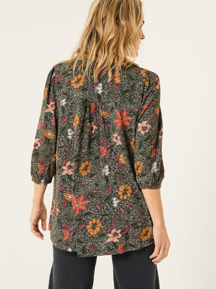 Fat Face Enya Black Detail Floral Tunic